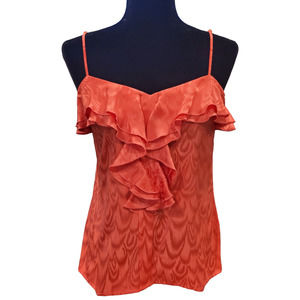 Trina Turk Coral Silk Ruffle Camisole Size Small
